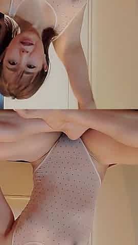 Japan Stretching in a Transparent Bodysuit