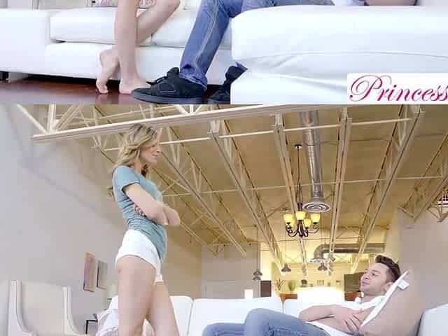 Blonde Babe Jillian Repays Neighbor With Long Lusty Blowjob
