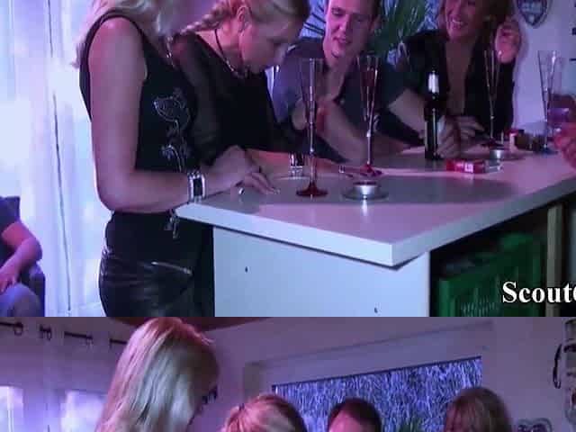 3 German MILFs tempt Youthful Hunk to Screw in Group