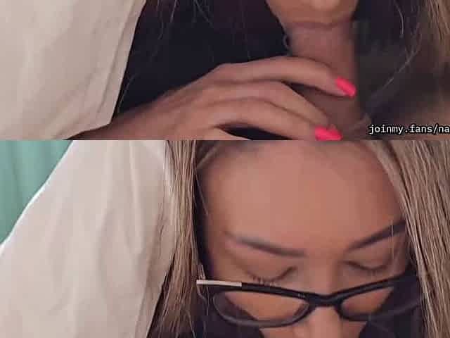 Horny MILF in glasses with petite funbags and jizz on face pokes culo doggystyle in rectal inexperienced porn!