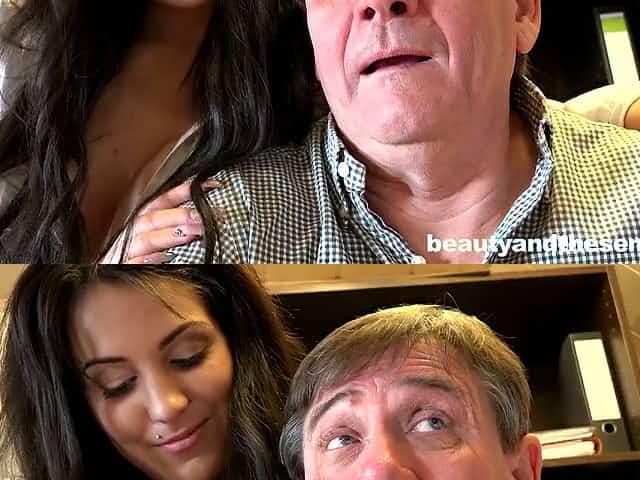 Rich older boss gives monet to his secretary Bella for a quickie