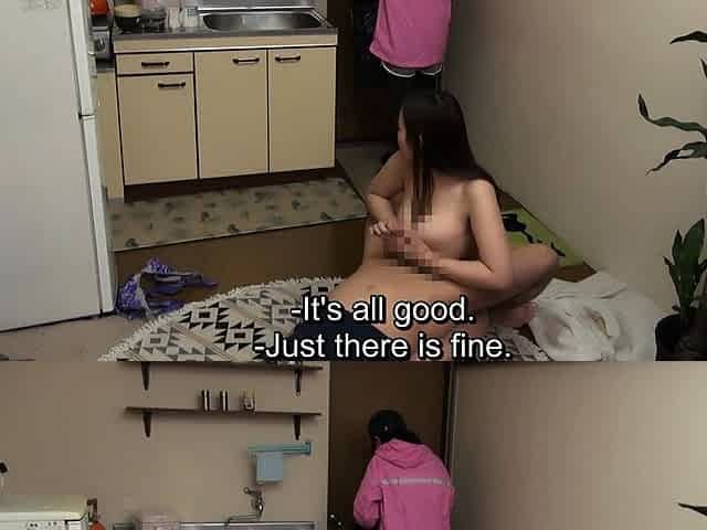 Japanese delivery girl opens the door to Shiori Tsukada