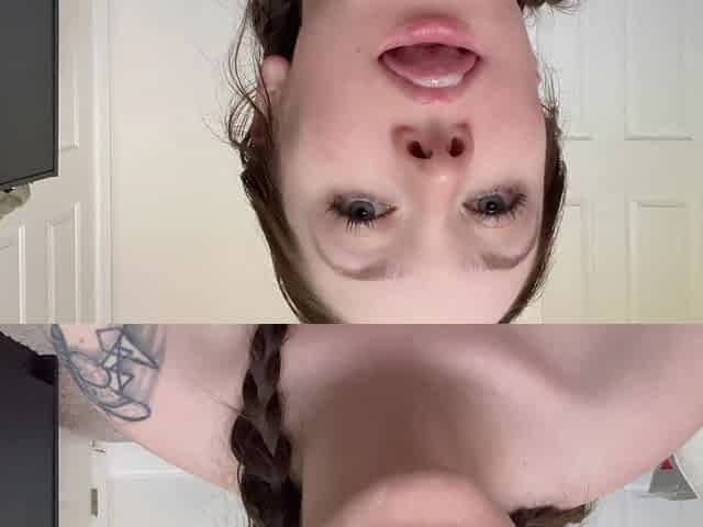 Horny gir poses in front of camera and rubs her pussy