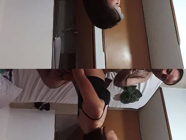 I ride my stepbrother's penis at his wife's abode.