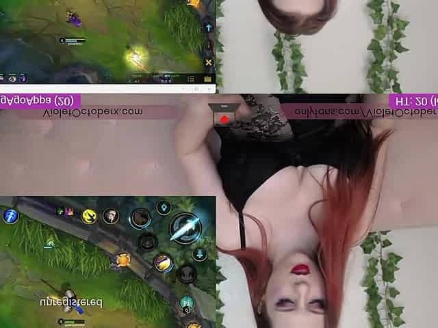 Nerdy Inked Camgirl Plays League of Legends in underware - Garen Wild Rift ha-ha-ha