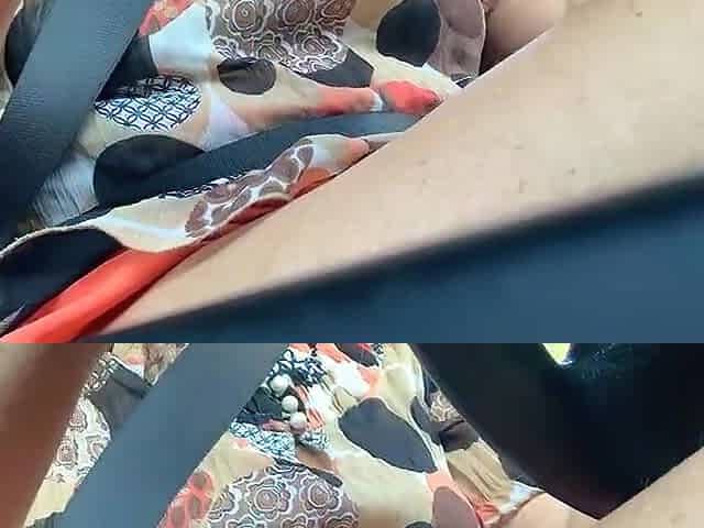 Horny Mature Wife Flashes and Rubs Her Wet Pussy in the Car in Public