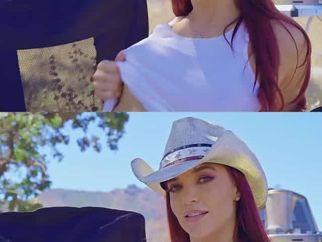 Cowgirl Jayden rubs one out for u at the Campsite