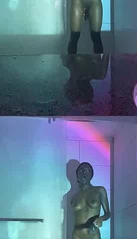 Ebony Has to Sneak in Shower to Play with Her Pussy