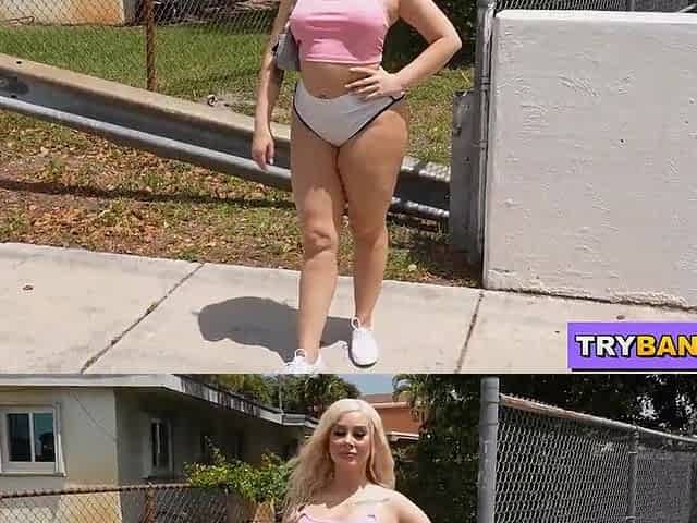 BANGBROS - Golden-haired PAWG Trixi Brooks Taking Large Ebony Weenie On The Screw Bus!