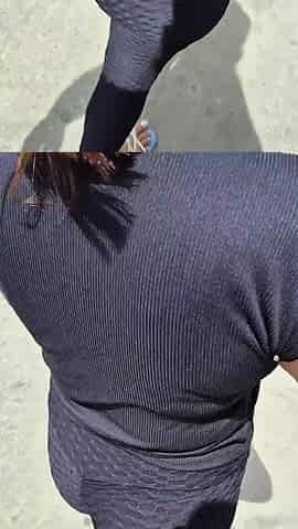 I buy the cleaning lady smth to eat and in gratitude this babe shows me her large breasts with milk.
