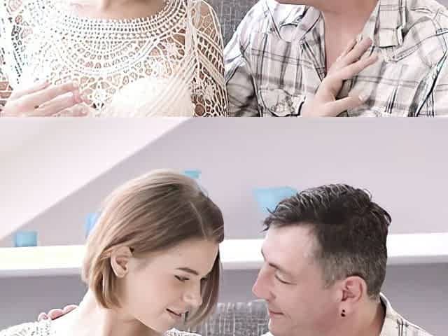 Young girl with juicy boobs and old lover relax together