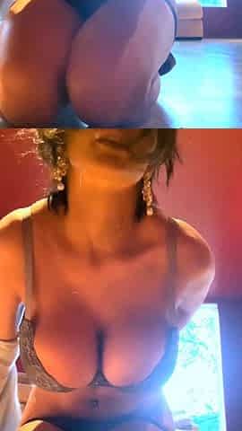 Busty curly brunette with big boobs fucks on couch