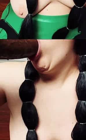 Sucking BBC Dildo
