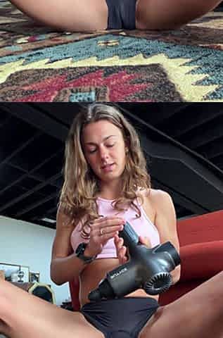 track athletes sneaky, juicy orgasm with massager