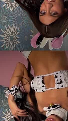 A Slutty, Sexy Woman in a Cow Costume Gets Her Ass and Pussy Fucked Hard by Three Men - Creampie