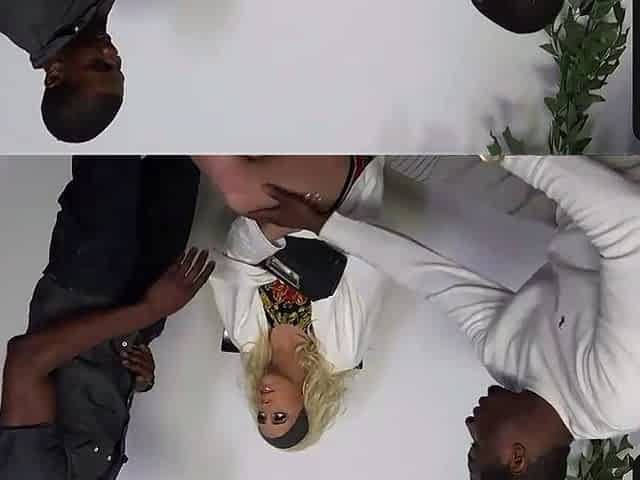 Blonde damsel gets rectal from large shaft gangbang