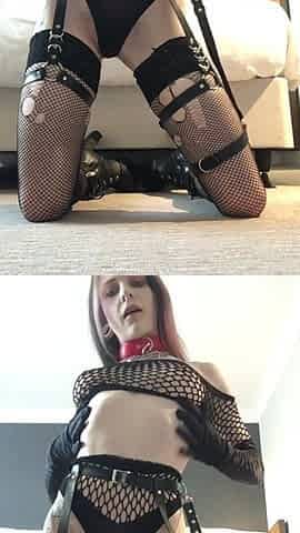 Fishnet Slut Fucks Herself in Hotel Room