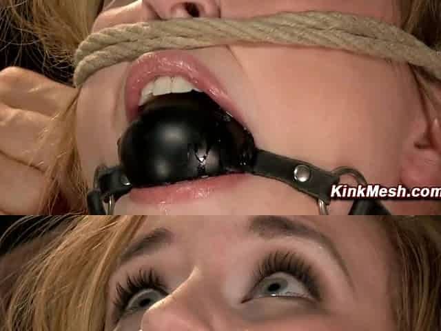 Blonde tied tightly and tormented