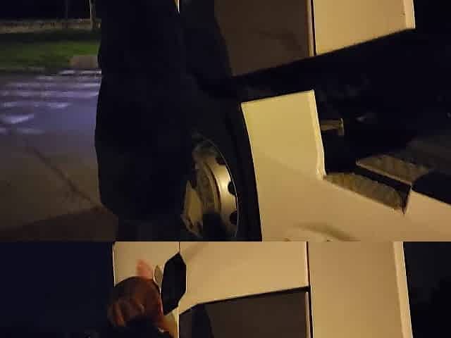 I bang with a truck driver on a motorway rest area