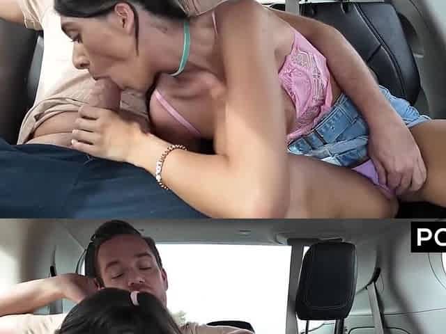 Aubry Babcock Gets Her Tight Cunt Slammed In The Back Of A Car