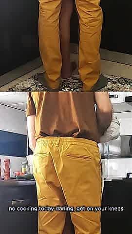 no cooking this day, roommate put me on my knees instead