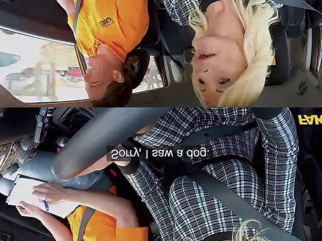 Sexy Blond Cougar screws a driving instructor - Fake Driving School