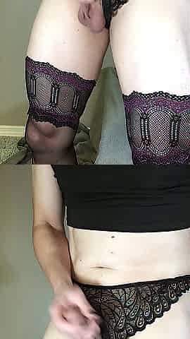 Full-Vid! Sex-toy-riding Sissy CD Pumps cum into own booty!
