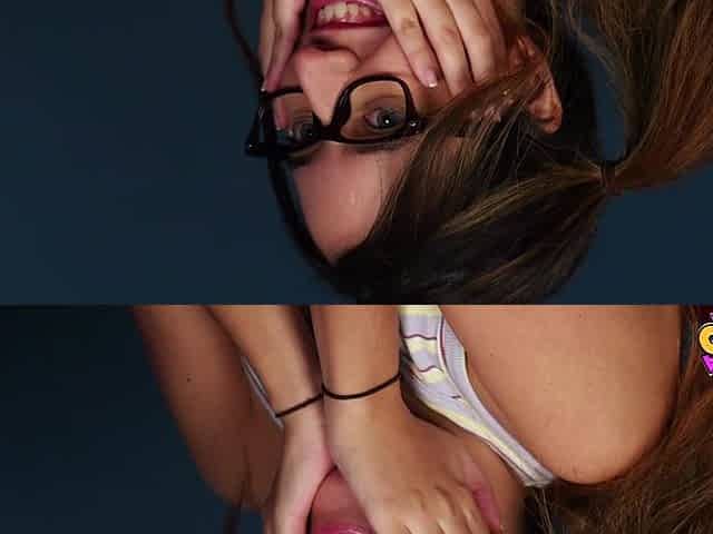 Susy Blue having fun while watching a guy jerking off his cock