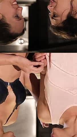 Hairy brunette gets her wet cunt licked in the kitchen