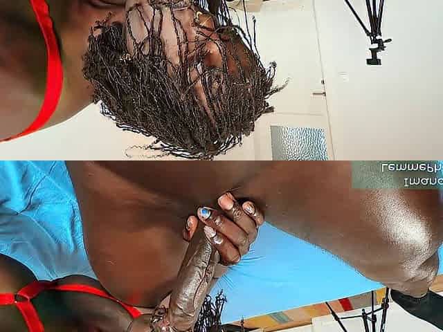 Ebony TS services biggest BBC with her mouth and aperture