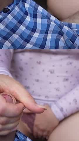 Pussy Rubbing and Handjob Until He Cum on My Tits