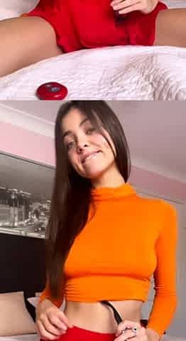 Cute horny teen brunette slut jerking
