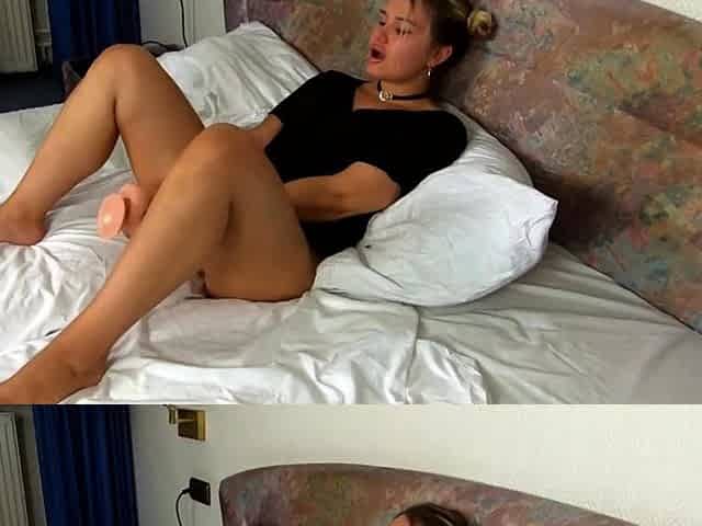 Blonde Teen Orgasms with Dildo Dreaming of BBC