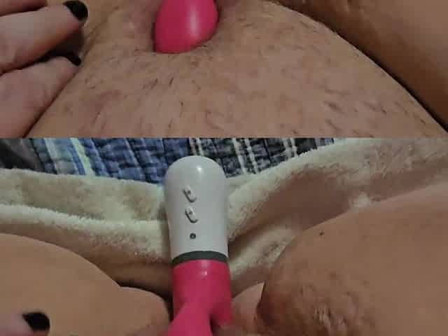 Unshaved Chunky Vagina Cumming with Sex toy