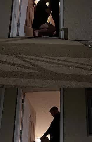 Sex in the Doorway of the Hotel! Trying to Get Caught!