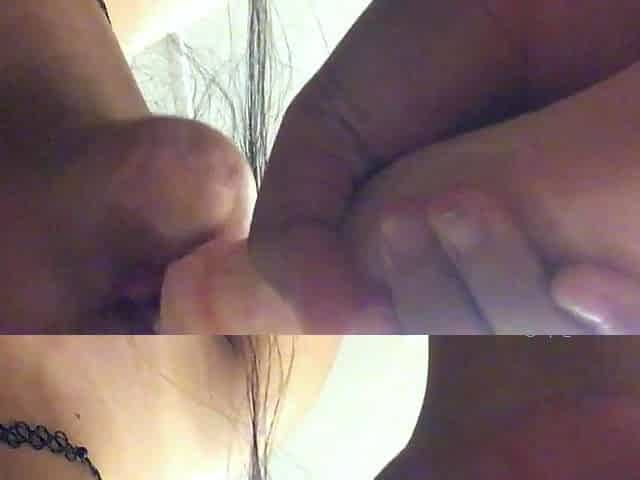 Horny amateur masked Asian teen toying on webcam show