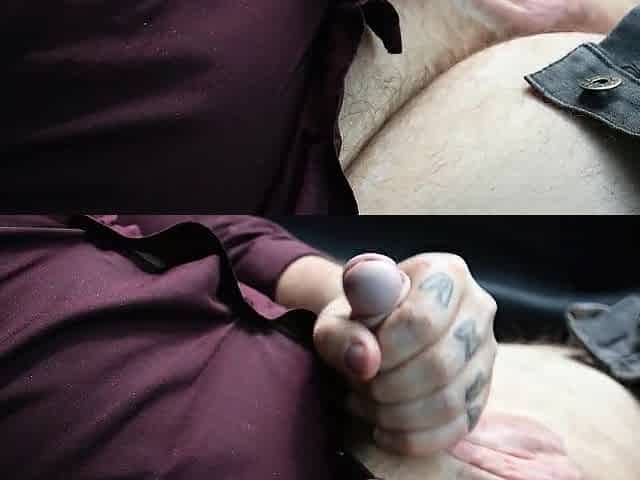 Solo tattoed dude masturbating in car, NEARLY GOT CAUGHT, people drove by me
