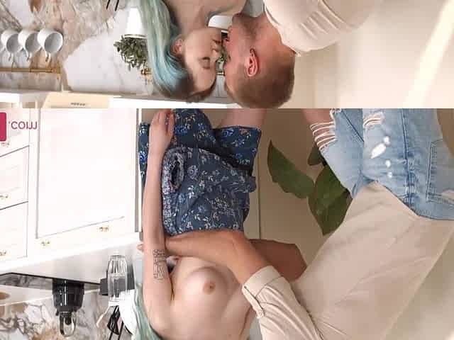 Blue-haired Indulges In Kitchen Love - Rebecca Blue, Rebecca Nikson And Drago Gvozdik