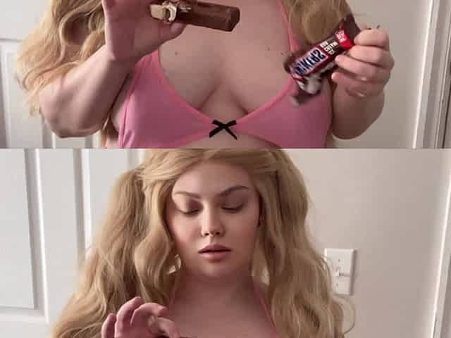 Eating a Snickers Ice Cream Bar Topless