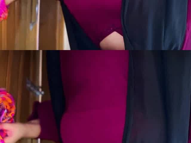 Big Ass Hot Stepmom Clean Stepson's Room Wearing Abaya Without Pant Naked Ass & Pussy