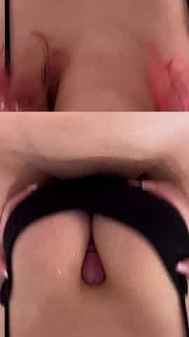 Dong between breasts of a Curvy hotty and anal and cum on face
