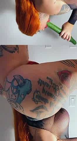 Redhead slut with big boobs goes down