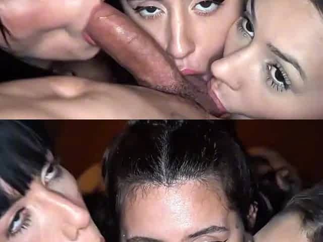 Neighbour Surprise Turns Into Hot Gangbang Blowjob Session