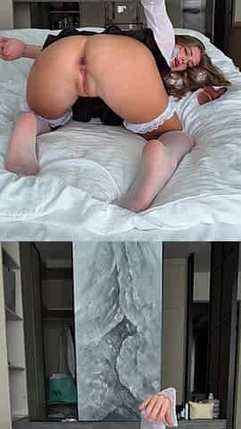 Office Girl Stretch Her Ass and Creampied