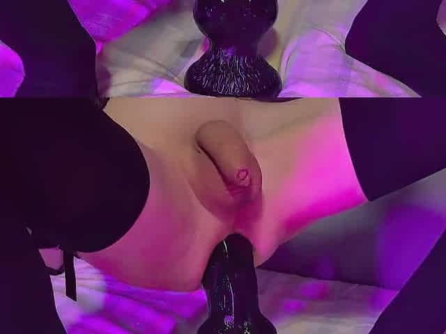 Sissy femboy solo sex toy cum