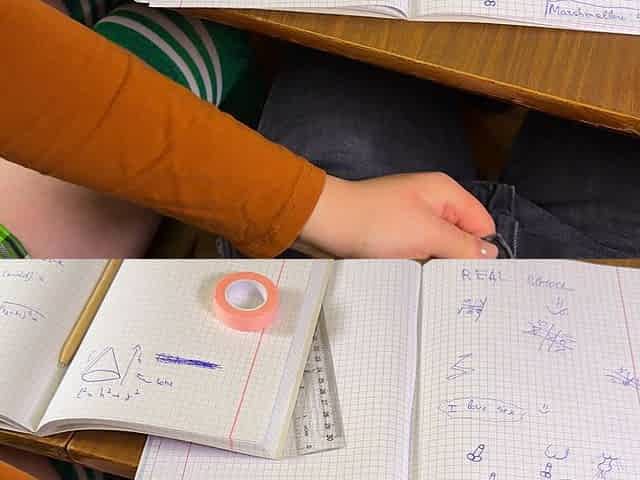 Schoolgirl Giving Him Handjob in Math Class Under the Table at College. Risky Masturbation in a Public Class.
