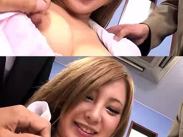 Bukkake and Creampie for Skinny Japanese Office Girl