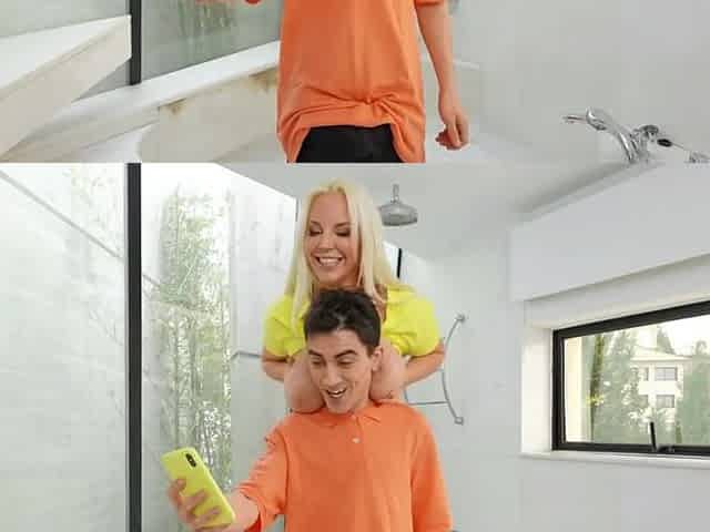 helping hands on her big tits