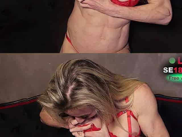 Gianna in Red Underware Screwing Her 11-Inch Sex-toy