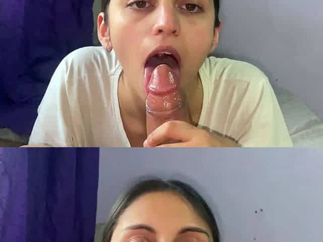 Latina plays with my big cock and sucks it very Rico!
